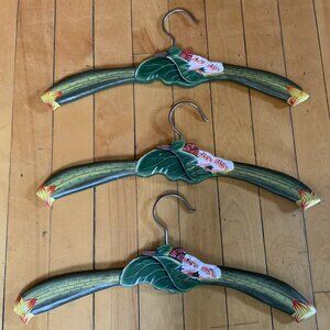 Rare Wood Clothes Hangers. Hand Painted, Vintage.